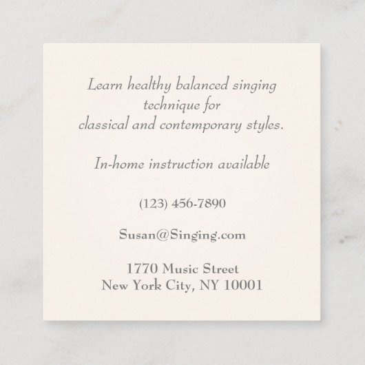 ピンクグランドピア魅力的ノミュージシャン スクエア名刺 (裏面)