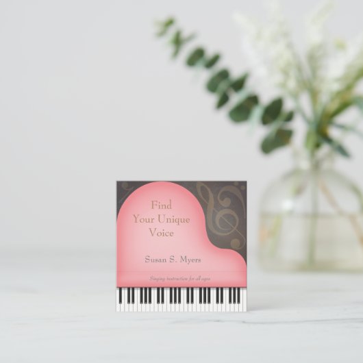 ピンクグランドピア魅力的ノミュージシャン スクエア名刺 (スタンド正面)