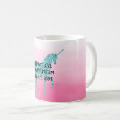 ピンクグリジーグリッターアクアユニコーンドリーム コーヒーマグカップ (正面右)