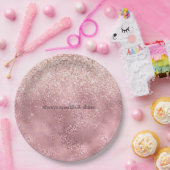 ピンクグリジーグリッターヒョウ印刷 ペーパープレート (パーティー)