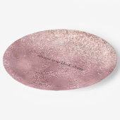 ピンクグリジーグリッターヒョウ印刷 ペーパープレート (アングル)