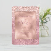 ピンクグリジーグリッターヒョウ印刷 招待状 (スタンド正面)