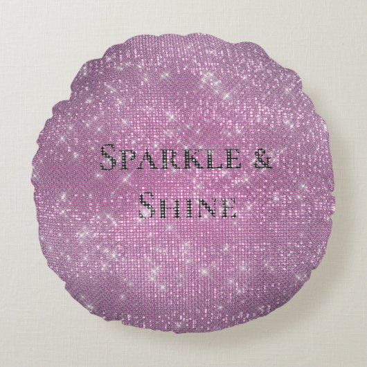ピンクグリジーシックなグラムスパークル ラウンドクッション (正面)