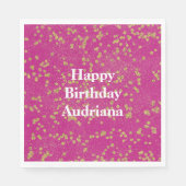 ピンクグリジー金ゴールドスパークル紙吹雪ドット スタンダードランチョンナプキン (正面)