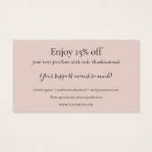 ピンクグリッターありがとうショッピング割引カード (裏面)