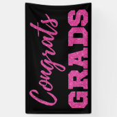 ピンクグリッターおめでとうグラデーション 横断幕 (縦)