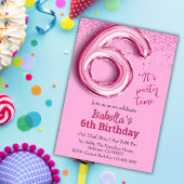 ピンクグリッターかわいいバルーンno.6ガーリー歳の誕生日 招待状