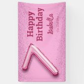 ピンクグリッターかわいいバルーンno.7 7歳ガーリーの誕生日 横断幕 (縦)