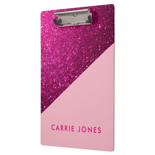 ピンクグリッターかわいらしビジネスエレガント クリップボード (左)