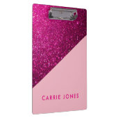 ピンクグリッターかわいらしビジネスエレガント クリップボード (右)