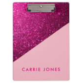 ピンクグリッターかわいらしビジネスエレガント クリップボード (正面)