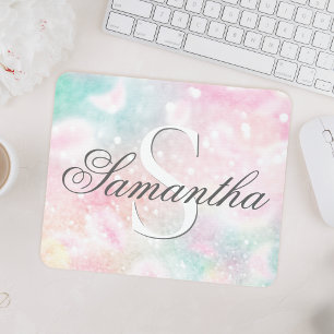 ピンクグリッターかわいらし《写真》ぼけ味パターン マウスパッド