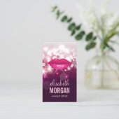 ピンクグリッターきらめくメイクアップアーティストレッドリップ 名刺 (スタンド正面)