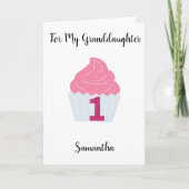 ピンクグリッターとカップケーキ1st誕生日 カード (正面)