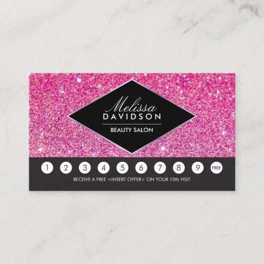 ピンクグリッターとグラマーサロンロイヤリティカード ロイヤリティカード (正面)