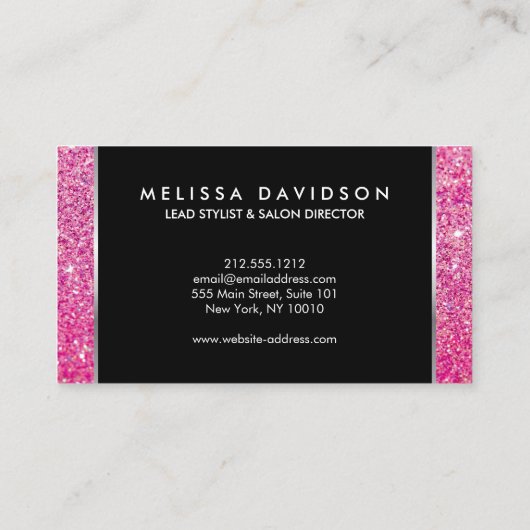 ピンクグリッターとグラマー美しい名刺 名刺 (裏面)