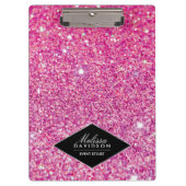 ピンクグリッターとグラマー美しい パーソナライズされた クリップボード (正面)