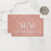 ピンクグリッターとスパークルバレンタインデー ノートカード (正面/裏面インサイチュ)