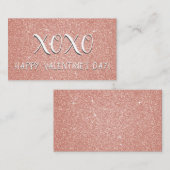 ピンクグリッターとスパークルバレンタインデー ノートカード (正面/裏面)