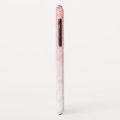 ピンクグリッターとバラ-金ゴールド大理石グラデーション Case-Mate iPhoneケース (裏面/左)