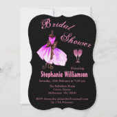 ピンクグリッターとピンクドレスブライダルシャワー 招待状 (正面)