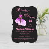 ピンクグリッターとピンクドレスブライダルシャワー 招待状 (スタンド正面)