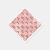 ピンクグリッターと金ゴールドプリンセスクラウンパターン スタンダードカクテルナプキン (角)