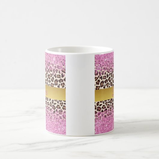 ピンクグリッターと金ゴールドマグカップ コーヒーマグカップ (中央)