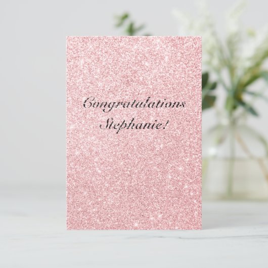 ピンクグリッターのおめでパーソナライズされたとうカード カード (スタンド正面)