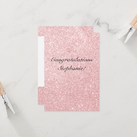 ピンクグリッターのおめでパーソナライズされたとうカード カード (正面/裏面インサイチュ)