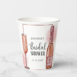 ピンクグリッターのウェディングシャワーペタルとプロセッコグラス 紙コップ