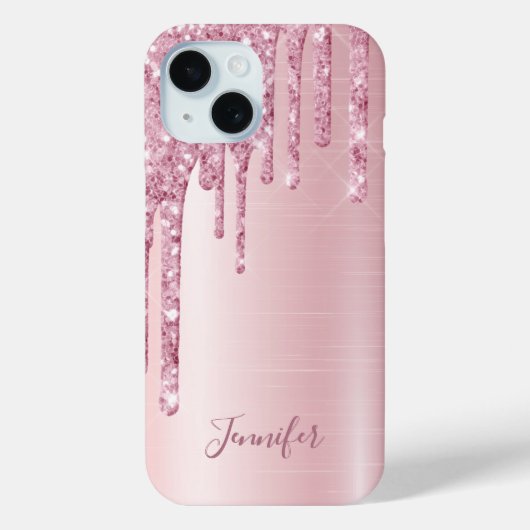 ピンクグリッターのドライガーリープ名 Case-Mate iPhoneケース (裏面)