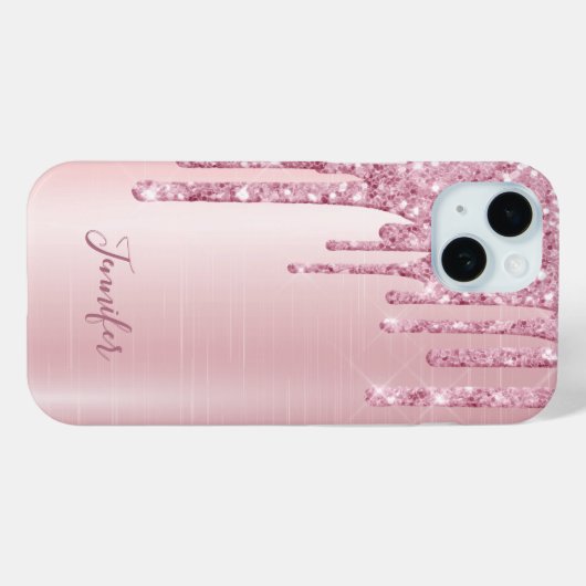 ピンクグリッターのドライガーリープ名 Case-Mate iPhoneケース (裏面 (横))