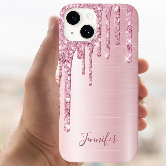 ピンクグリッターのドライガーリープ名 Case-Mate iPhoneケース