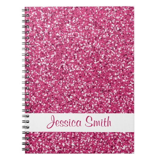 ピンクグリッターの外観と名前 ノートブック (正面)