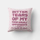ピンクグリッターの涙が私のピックボールの対戦相手 クッション (裏面)