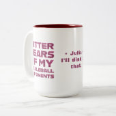 ピンクグリッターの涙が私のピックボールの対戦相手 ツートーンマグカップ (正面左)