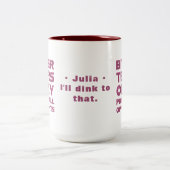 ピンクグリッターの涙が私のピックボールの対戦相手 ツートーンマグカップ (中央)