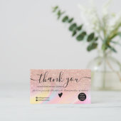 ピンクグリッターの虹大理石感謝してい注文 名刺 (スタンド正面)