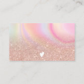 ピンクグリッターの虹大理石感謝してい注文 名刺 (裏面)