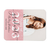 ピンクグリッターの輝グラデーションく写真の卒業 マグネット (横)