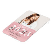 ピンクグリッターの輝グラデーションく写真の卒業 マグネット (左側)