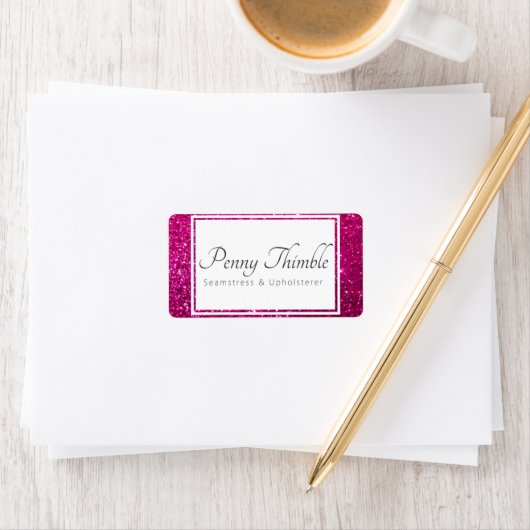 ピンクグリッターの輝パーソナライズされたき ラベル (インサイチュ)