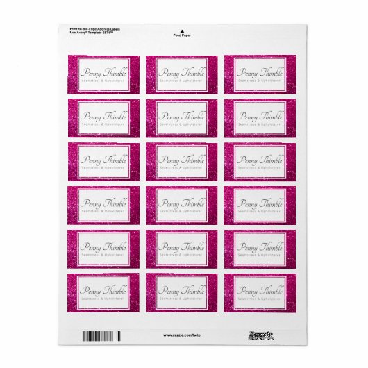 ピンクグリッターの輝パーソナライズされたき ラベル (フルシート)