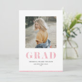 ピンクグリッターはっきりしたグラードタイポグラフィ卒業写真 案内状 (スタンド正面)