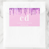 ピンクグリッターは紫の名前を乾燥 長方形シール (バッグ)