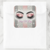 ピンクグリッターまつげ スクエアシール (バッグ)