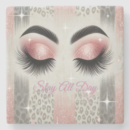 ピンクグリッターまつげ ストーンコースター