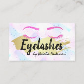 ピンクグリッターまつげ |ブラシ金ゴールド |美しい 名刺 (正面)