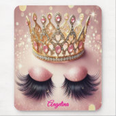 ピンクグリッターまつ毛クラウンカスタム マウスパッド (正面)